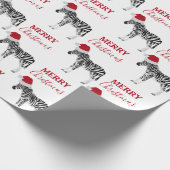 Kerstmis Zebra Funny Animal met Santa Hat Cadeaupapier (Hoek)