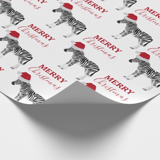 Kerstmis Zebra Funny Animal met Santa Hat Cadeaupapier (Hoek)