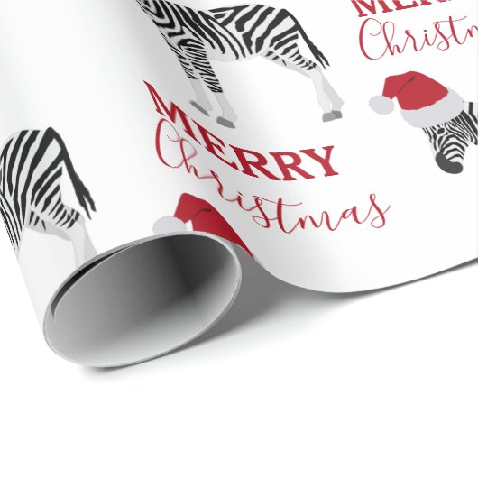 Kerstmis Zebra Funny Animal met Santa Hat Cadeaupapier (Rol Hoek)