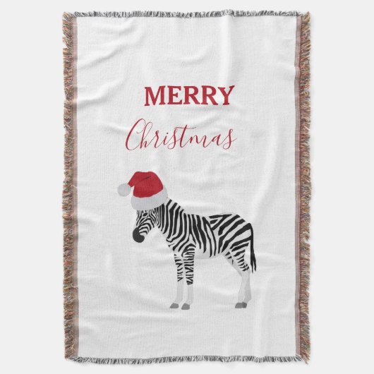 Kerstmis Zebra Funny Animal met Santa Hat Deken (Voorkant Verticaal)