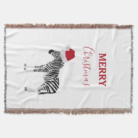 Kerstmis Zebra Funny Animal met Santa Hat Deken (Voorkant)