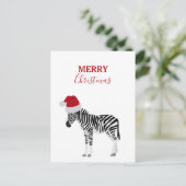 Kerstmis Zebra Funny Animal met Santa Hat Feestdagenkaart (Staand voorkant)