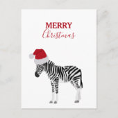 Kerstmis Zebra Funny Animal met Santa Hat Feestdagenkaart (Voorkant)