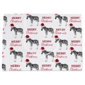 Kerstmis Zebra Funny Animal met Santa Hat Groot Cadeauzakje (Voorkant)