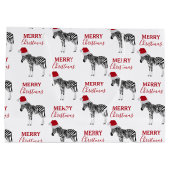 Kerstmis Zebra Funny Animal met Santa Hat Groot Cadeauzakje (Achterkant)