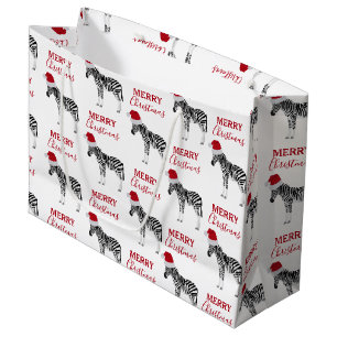 Kerstmis Zebra Funny Animal met Santa Hat Groot Cadeauzakje