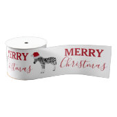 Kerstmis Zebra Funny Animal met Santa Hat Grosgrain Lint (Spoel)