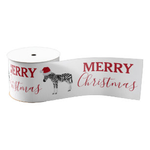 Kerstmis Zebra Funny Animal met Santa Hat Grosgrain Lint