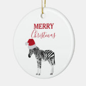 Kerstmis Zebra Funny Animal met Santa Hat Keramisch Ornament (Links)