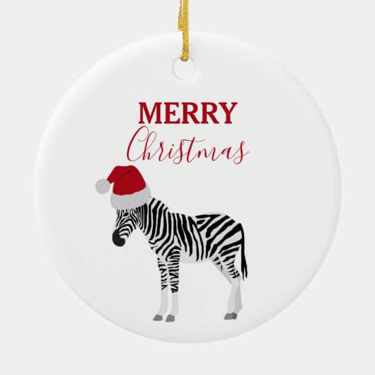 Kerstmis Zebra Funny Animal met Santa Hat Keramisch Ornament (Achterkant)