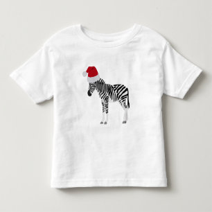 Kerstmis Zebra Funny Animal met Santa Hat Kinder Shirts