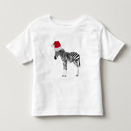 Kerstmis Zebra Funny Animal met Santa Hat Kinder Shirts (Voorkant)