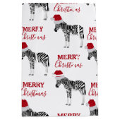 Kerstmis Zebra Funny Animal met Santa Hat Medium Cadeauzakje (Voorkant)