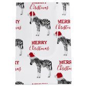 Kerstmis Zebra Funny Animal met Santa Hat Medium Cadeauzakje (Achterkant)
