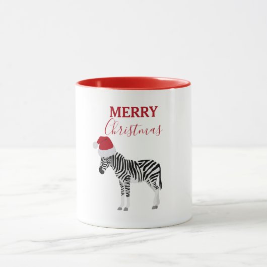 Kerstmis Zebra Funny Animal met Santa Hat Mok (Midden)
