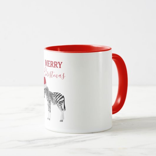 Kerstmis Zebra Funny Animal met Santa Hat Mok (Voorkant rechts)