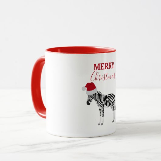 Kerstmis Zebra Funny Animal met Santa Hat Mok (Voorkant links)