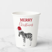 Kerstmis Zebra Funny Animal met Santa Hat Papieren Bekers (Achterkant)
