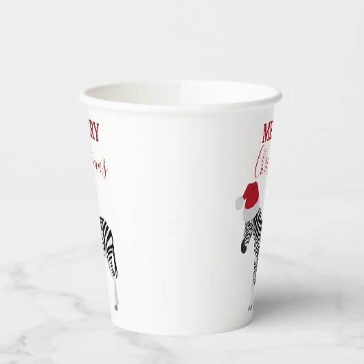 Kerstmis Zebra Funny Animal met Santa Hat Papieren Bekers (Links)