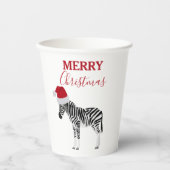 Kerstmis Zebra Funny Animal met Santa Hat Papieren Bekers (Voorkant)