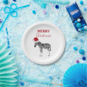 Kerstmis Zebra Funny Animal met Santa Hat Papieren Bordje (Feest)