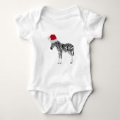 Kerstmis Zebra Funny Animal met Santa Hat Romper (Voorkant)