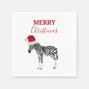 Kerstmis Zebra Funny Animal met Santa Hat Servet