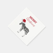 Kerstmis Zebra Funny Animal met Santa Hat Servet (Hoek)