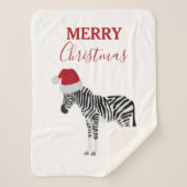 Kerstmis Zebra Funny Animal met Santa Hat Sherpa Deken (Voorkant)