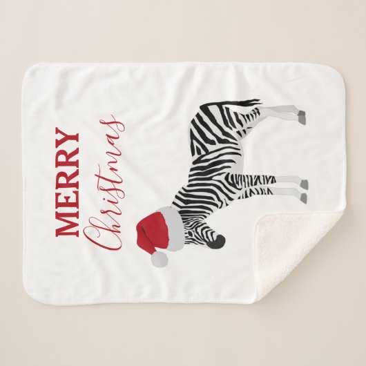 Kerstmis Zebra Funny Animal met Santa Hat Sherpa Deken (Voorkant (horizontaal))