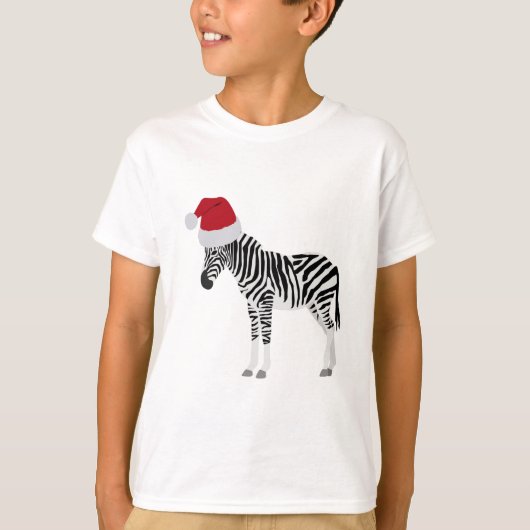 Kerstmis Zebra Funny Animal met Santa Hat T-shirt (Voorkant)