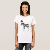 Kerstmis Zebra Funny Animal met Santa Hat T-shirt (Voorkant volledig)
