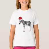 Kerstmis Zebra Funny Animal met Santa Hat T-shirt (Voorkant)