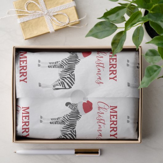 Kerstmis Zebra Funny Animal met Santa Hat Tissuepapier (Geschenk)