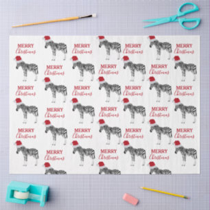 Kerstmis Zebra Funny Animal met Santa Hat Tissuepapier