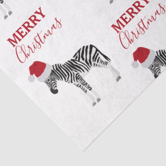 Kerstmis Zebra Funny Animal met Santa Hat Tissuepapier (Detail)