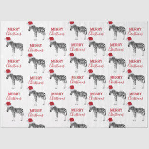 Kerstmis Zebra Funny Animal met Santa Hat Tissuepapier