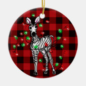 Kerstmis, Zebra met xmas, rode vlecht Keramisch Ornament (Voorkant)