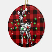 Kerstmis, Zebra met xmas, rode vlecht Keramisch Ornament (Links)