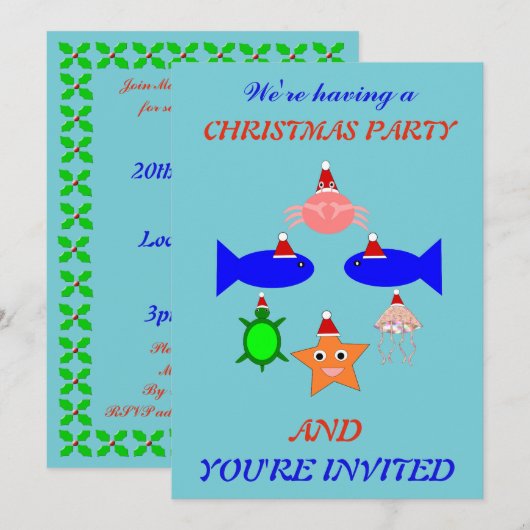 Kerstmis Zee Aangepast Kaart (Voorkant / Achterkant)