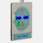 Kerstmis Zee Aangepast Verzilverd Banner Ornament (Rechts)