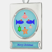 Kerstmis Zee Aangepast Verzilverd Banner Ornament (Links)