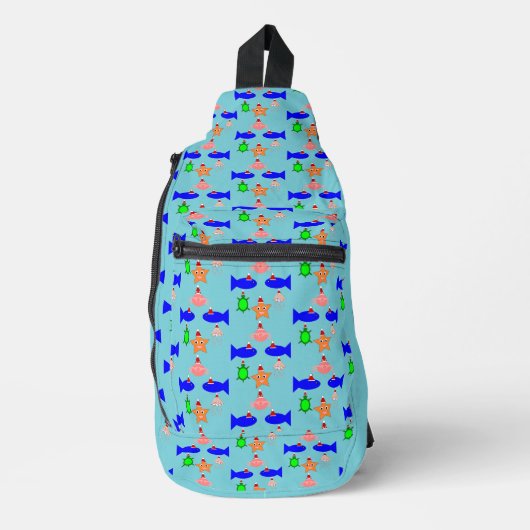 Kerstmis Zee Creatures Pattered Sling Bag (Voorkant)