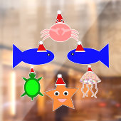 Kerstmis Zee creeert restaurant voor zeevruchten Raamsticker (Vel 2)