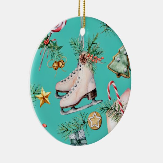 Kerstmis Zee Green Cookies Pines Schaats Ornament (Rechts)