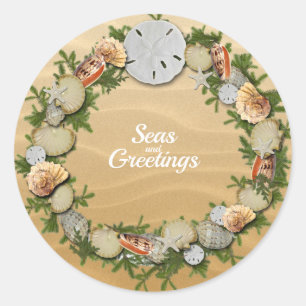 Kerstmis Zee & Groeten Zeester Schelpen Ronde Sticker