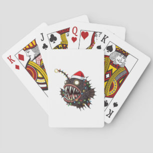 Kerstmis Zeeduivel Lophius Sinterklaas Hoed Vakant Pokerkaarten