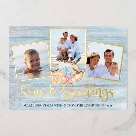 Kerstmis-Zeeen met een doorsnee blik Folie Feestdagenkaart (Voorkant)