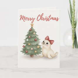 Kerstmis Zeehond Kaart Gezellige Kerst Illustratie