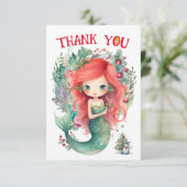 Kerstmis Zeemeermin Verjaardag Dank u kaart (Staand voorkant)